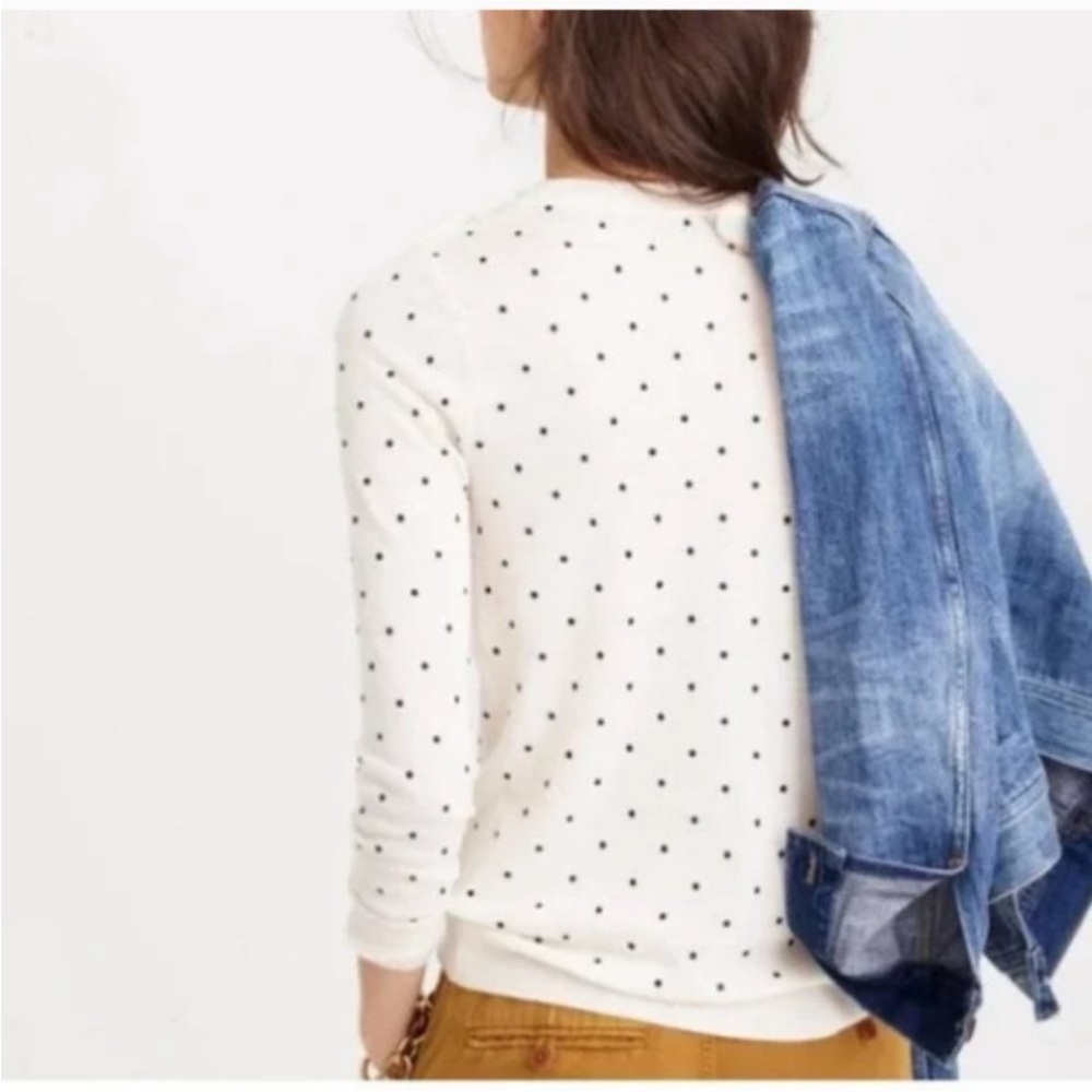 J.Crew Tippi Polka Dot Merino Wool Sweater Ivory Black Size S - Picture 4 of 12